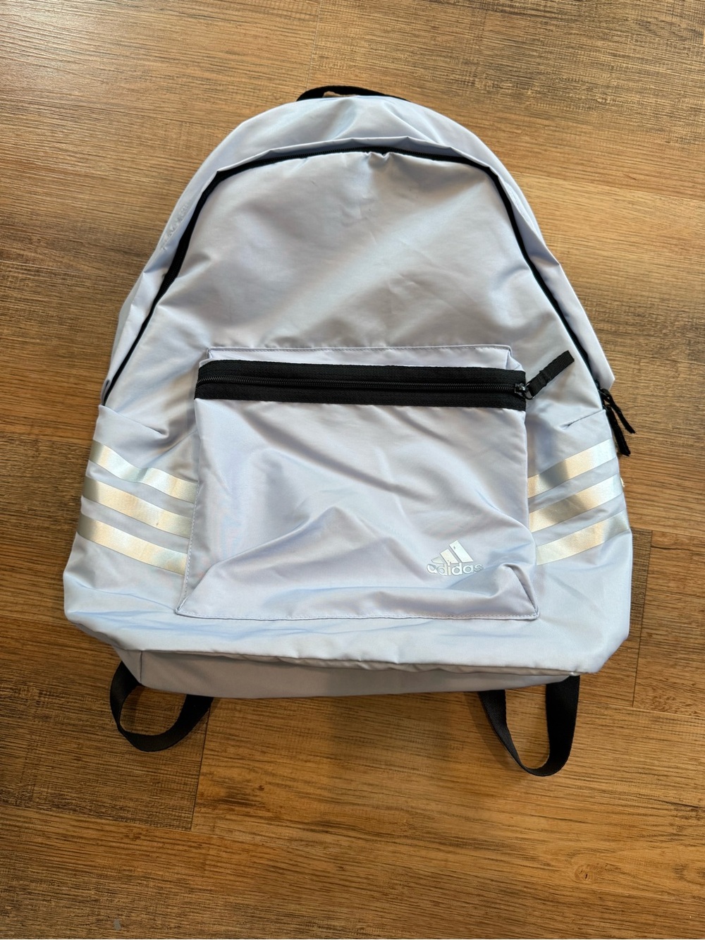 adidas Light Gray Backpack with Reflective Stripes